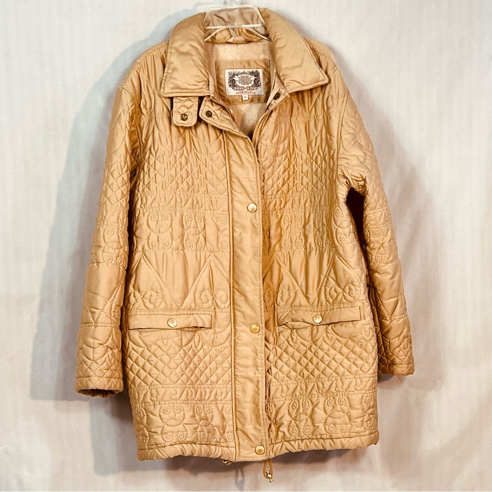Dismero Coat Gold Quilted Zip & Snap Closure Drawstring Bottom Snap Pockets S👍